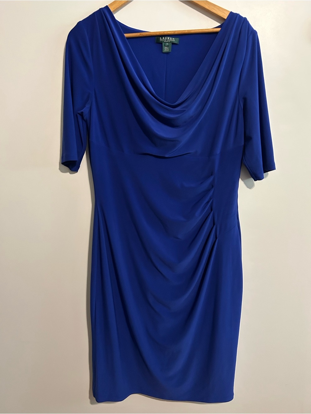 Lauren Ralph Lauren Cowl Neck Midi Dress in Royal Blue